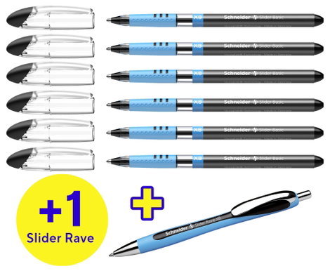 Schneider Schreibgeräte 1 db Kugelschreiber Slider Basic XB Rave 6er Etui + Slider Rave XB schwarz 1 2. kép