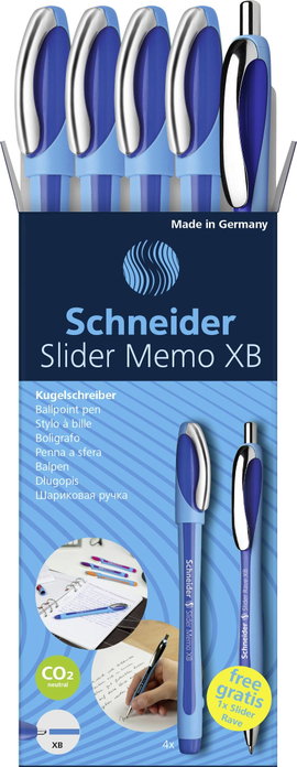 Schneider Schreibgeräte 1 db Etui 4x Kugelschreiber Memo + 1x Rave blau 150275 Golyóstoll N/A