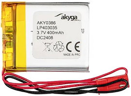 Akyga LP403035 Akkucsomag Elem- és akkuméret: Speciális akku LiPo 3.7 V 400 mAh