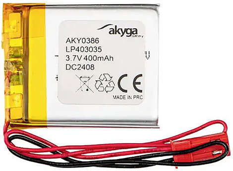 Akyga LP403035 Akkucsomag Elem- és akkuméret: Speciális akku LiPo 3.7 V 400 mAh