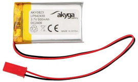 Akyga LP542439 Akkucsomag Elem- és akkuméret: Speciális akku LiPo 3.7 V 500 mAh