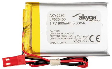 Akyga LP523450 Akkucsomag Elem- és akkuméret: Speciális akku LiPo 3.7 V 900 mAh