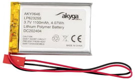 Akyga LP623255 Akkucsomag Elem- és akkuméret: Speciális akku LiPo 3.7 V 1100 mAh