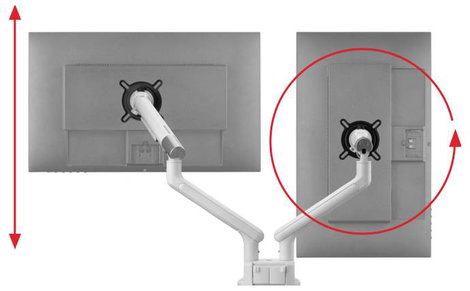 One For All Design Dual white Monitor asztali tartó 33 cm (13) - 81,3 cm (32) Fehér Állítható magass