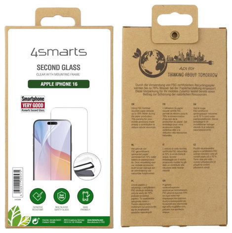 4Smarts Second Glass Kijelzővédő üveg Apple iPhone 16 1 db Ujjlenyomatmentes, Karcálló 541200 3. kép