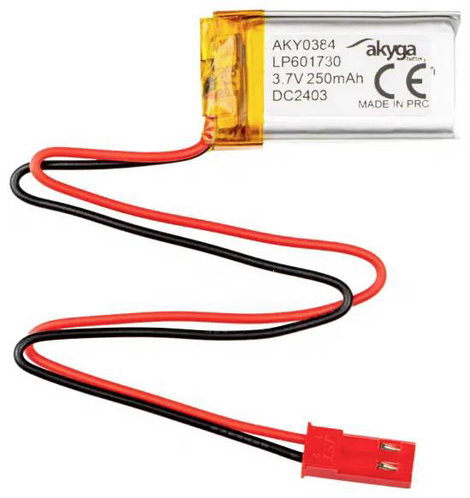 Akyga LP601730 Akkucsomag Elem- és akkuméret: Speciális akku LiPo 3.7 V 250 mAh