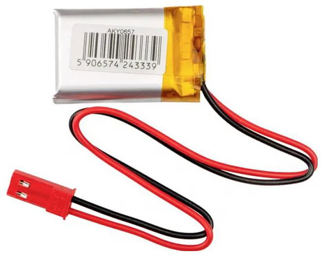 Akyga LP752030 Akkucsomag Elem- és akkuméret: Speciális akku LiPo 3.7 V 300 mAh 2. kép