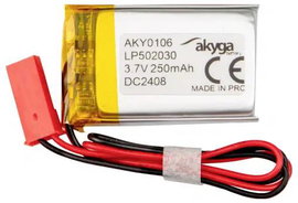 Akyga LP502030 Akkucsomag Elem- és akkuméret: Speciális akku LiPo 3.7 V 250 mAh
