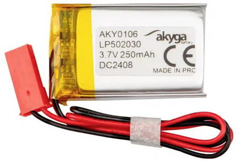 Akyga LP502030 Akkucsomag Elem- és akkuméret: Speciális akku LiPo 3.7 V 250 mAh