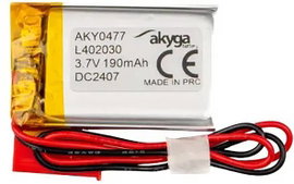 Akyga LP402030 Akkucsomag Elem- és akkuméret: Speciális akku LiPo 3.7 V 190 mAh