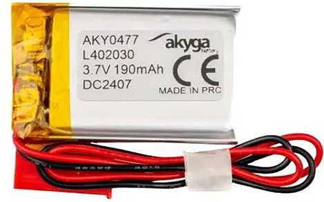 Akyga LP402030 Akkucsomag Elem- és akkuméret: Speciális akku LiPo 3.7 V 190 mAh