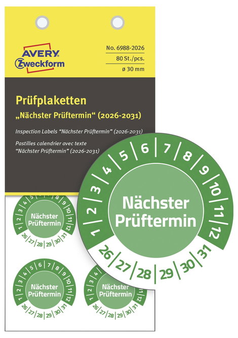 Avery-Zweckform 6988-2026 Ellenőrző plakett Zöld Öntapadó fólia (Ø) 30 mm 30 mm 80 db 2. kép