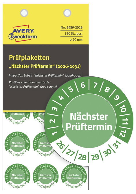 Avery-Zweckform 6989-2026 Ellenőrző plakett Zöld Öntapadó fólia (Ø) 20 mm 20 mm 120 db 2. kép
