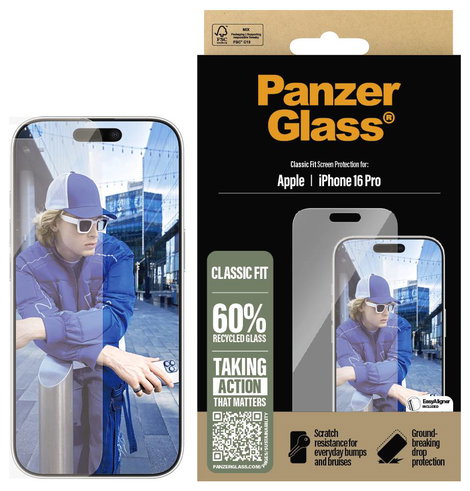 PanzerGlass Classic Fit Kijelzővédő üveg Apple iPhone 16 Pro 1 db Ujjlenyomatmentes, Karcálló 2874 4. kép