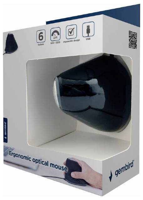 Gembird MUS-ERGO-03 Ergonomikus egér Vezetékes Optikai Szürke 6 Gombok 800 dpi, 1600 dpi, 2400 dpi,  5. kép