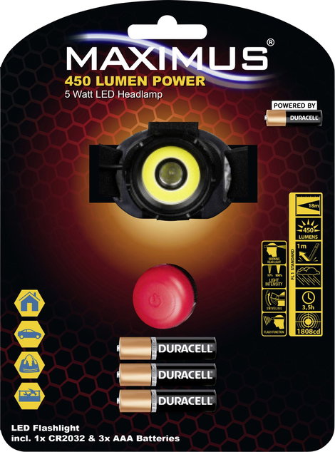 Maximus M-HDL-004-DU LED Fejlámpa 450 lm 4 óra M-HDL-004-DU 2. kép