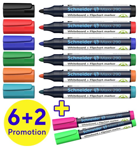 Schneider Schreibgeräte Whiteboard-Marker Maxx 290 8er Set sortiert, 6+2 Aktion 129098 Táblafilc 1 d 2. kép