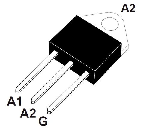 Triak, TOP-3, I(GT) max. 50 mA, I(T) RMS 25 A, U(DRM) 600 V, STMicroelectronics BTA26-600B