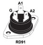 Triak, RD-91, I(GT) max. 50 mA, I(T) RMS 40 A, U(DRM) 600 V, STMicroelectronics BTA40-600B bélyegkép