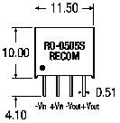 1 W-os DC/DC átalakító, RO sorozat, bemenet: 24 V/DC, kimenet: 5 V/DC 200 mA 1 W, Recom Internationa 2. kép