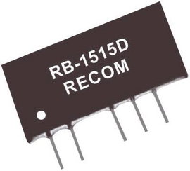 1 W-os DC/DC átalakító, RB sorozat, bemenet: 5 V/DC, kimenet: ±12 V/DC ±42 mA 1 W, Recom Internation