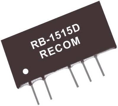 1 W-os DC/DC átalakító, RB sorozat, bemenet: 24 V/DC, kimenet: ±15 V/DC ±33 mA 1 W, Recom Internatio