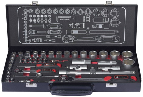 TOOLCRAFT TO-9626409 Átváltó racsni készlet 1/4 (6,3 mm), 1/2 (12,5 mm) 44.5 cm 2. kép