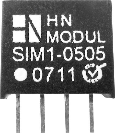 DC/DC átalakító, 1 W, SIM1 SIL4 sorozat, bemenet: 24 V, kimenet: 5 V 200 mA 1 W, HN Power SIM1-2405-