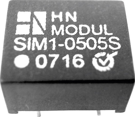 DC/DC átalakító, 1 W, SIM1 DIL8 sorozat, bemenet: 15 V, kimenet: 24 V 50 mA 1 W, HN Power SIM1-1524S