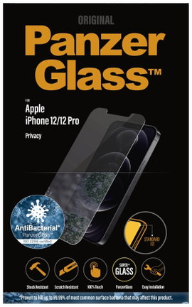 PanzerGlass Privacy Kijelzővédő üveg Apple iPhone 12, iPhone 12 Pro 1 db Ujjlenyomatmentes, antibakt