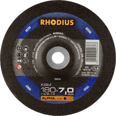 Rhodius 200056 Csiszolókorong Ø 180 mm Furat átmérő 22.23 mm Acél 1 db