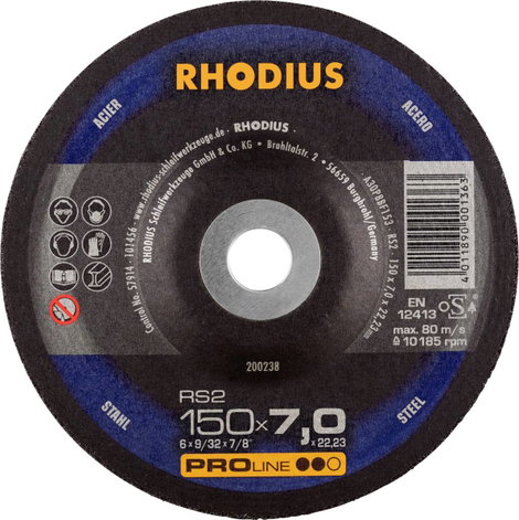 Rhodius 200238 RHODIUS Csiszolókorong Ø 150 mm Furat átmérő 22.23 mm Acél 1 db