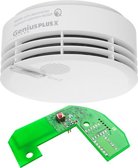 Hekatron Genius Plus X Modell 2020+Basis X Vezeték nélkül füstjelző 10 éves elemélettartammal, vezté