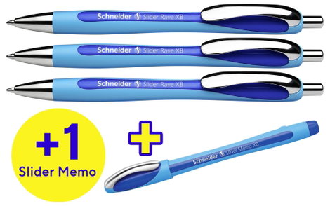 Schneider Schreibgeräte 1 db Box 3x Kugelschreiber Rave + 1x Memo blau 132574 Golyóstoll N/A 2. kép