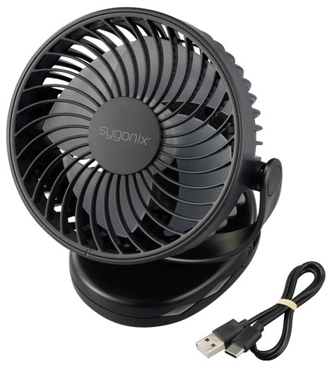 Sygonix Akkus ventilátor 4 W Fekete 5. kép