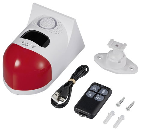 Sygonix Mini riasztóberendezés Fehér, Piros LED-del, Mozgásérzékelővel, Távirányítóval, Napelemmel, 5. kép