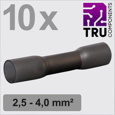 TRU COMPONENTS TC-13448500 Ütközős összekötő Zsugorcsővel 2.5 mm² 4 mm² Teljesen szigetelt Fekete 10