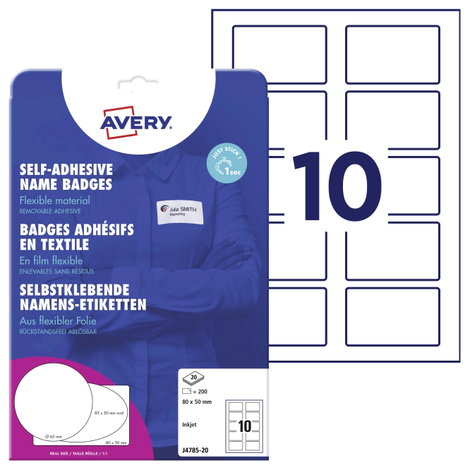 Avery-Zweckform J4785-20 Névtábla Kennzeichnungsetiketten (Sz x Ma) 80 mm x 50 mm 200 db 2. kép