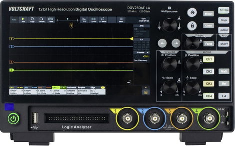 VOLTCRAFT DOV2504F LA Digitális oszcilloszkóp 250 MHz 4 csatornás 1.25 GSa/mp 100 Mpts 12 bit Digitá