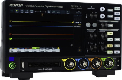 VOLTCRAFT DOV1254 LA Digitális oszcilloszkóp 125 MHz 4 csatornás 1.25 GSa/mp 100 Mpts 12 bit Digitál