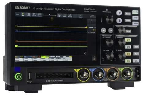 VOLTCRAFT DOV2504 LA Digitális oszcilloszkóp 250 MHz 4 csatornás 1.25 GSa/mp 100 Mpts 12 bit Digitál 2. kép