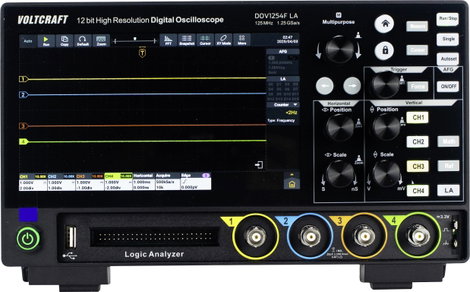 VOLTCRAFT DOV1254F LA Digitális oszcilloszkóp 125 MHz 4 csatornás 1.25 GSa/mp 100 Mpts 12 bit Digitá