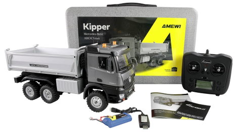 Amewi 22685 Mercedes-Benz Arocs Kipper 6x6 anthrazit 1:14 Elektro RC funkció modell RtR 2. kép