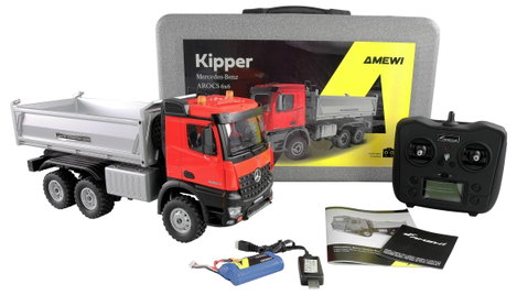 Amewi 22684 Mercedes-Benz Arocs Kipper 6x6 rot 1:14 Elektro RC funkció modell RtR 2. kép