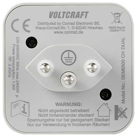 VOLTCRAFT SEM6500 CH DUAL Energiafogyasztás mérő Rádiójel vezérlésű dugaszoló aljzat, Adatexport, Ad 3. kép