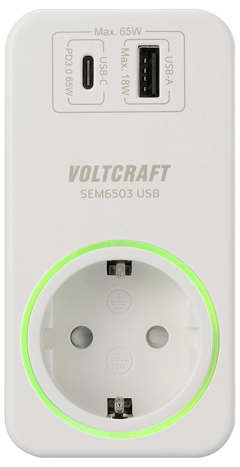 VOLTCRAFT SEM6503 Energiafogyasztás mérő USB csatlakozó, #####USB-Messung (Ladeleistung), Rádiójel v 3. kép