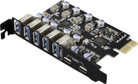 Renkforce RF-6613198 5+2 port USB 3.0 kontroller kártya USB-A (USB 3.0), USB-C® (USB 3.2 Gen 1) PCIe