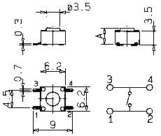 SMD nyomókapcsoló 1 x ki/(be), 12 V/50 mA, Mentor 1254.1004 2. kép