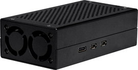 Joy-it ALU CASE for Pi5+M2 HAT / AI Kit SBC ház Alkalmas: Raspberry Pi® 5 B Aktív hűtővel Fekete