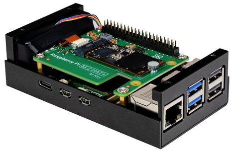 Joy-it ALU CASE for Pi5+M2 HAT / AI Kit SBC ház Alkalmas: Raspberry Pi® 5 B Aktív hűtővel Fekete 2. kép